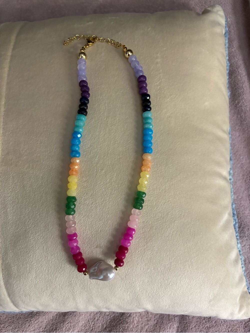 Rainbow Beaded Necklace - Multicolor